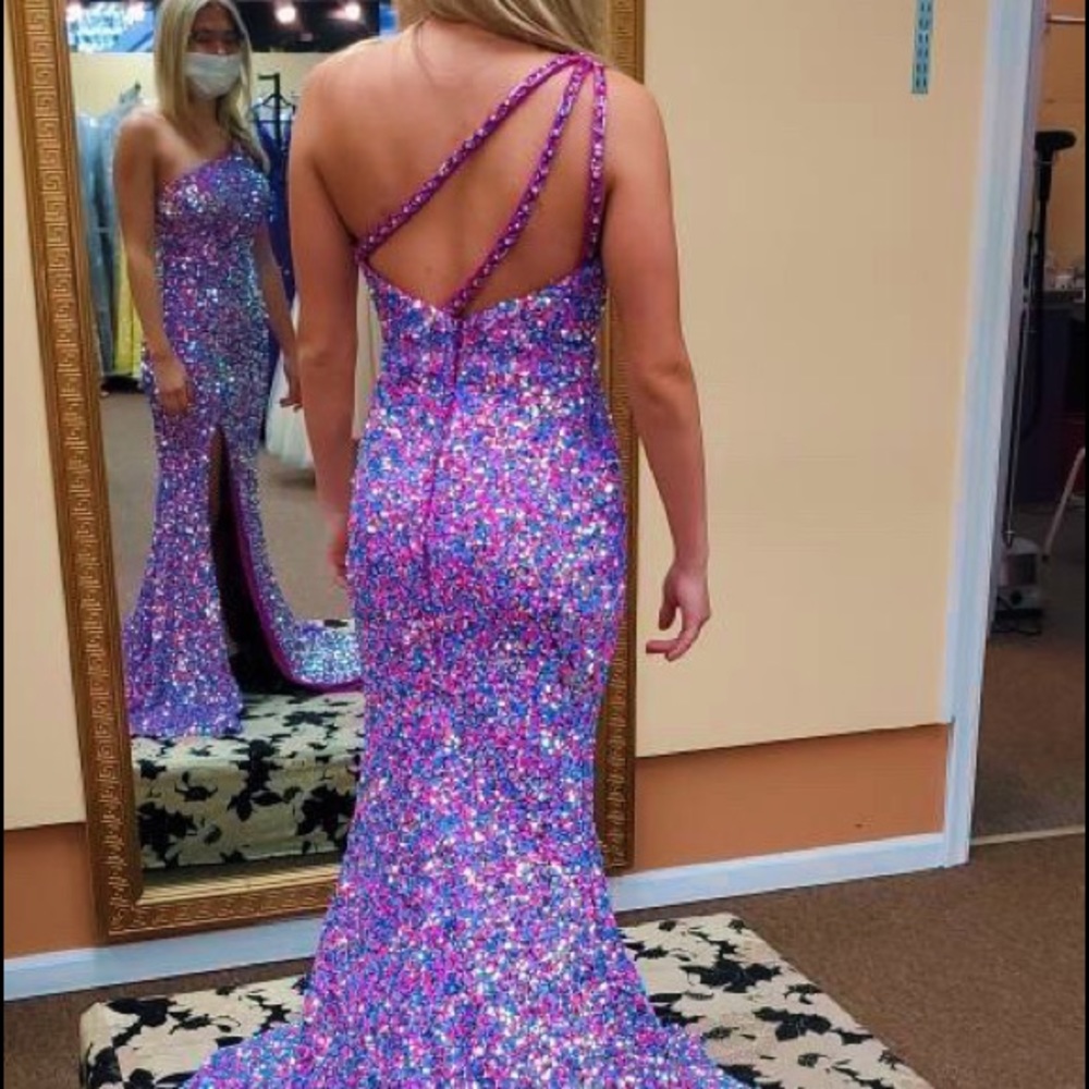 Colorful prom dress, worn once- perfect condition. Size 0